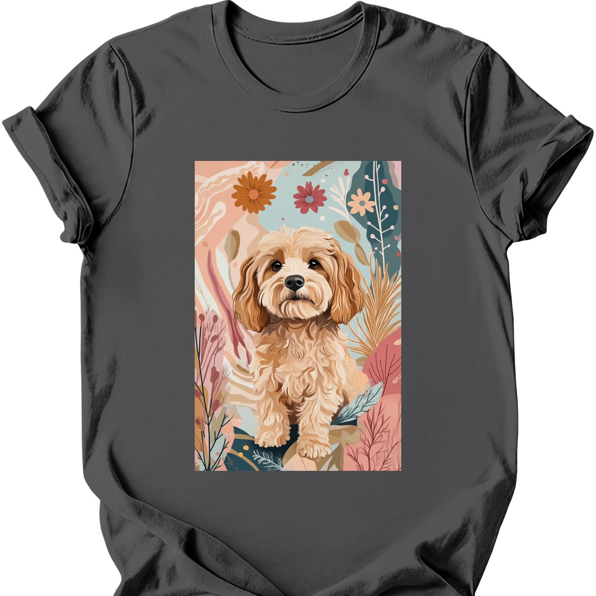 Cavapoo - Boho Dog T-Shirt - Charcoal