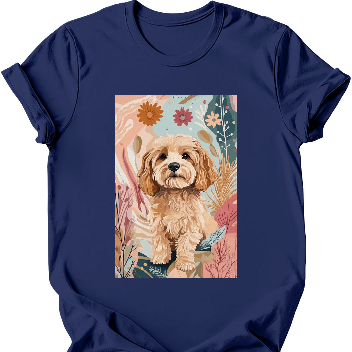 Cavapoo - Boho Dog T-Shirt - Navy