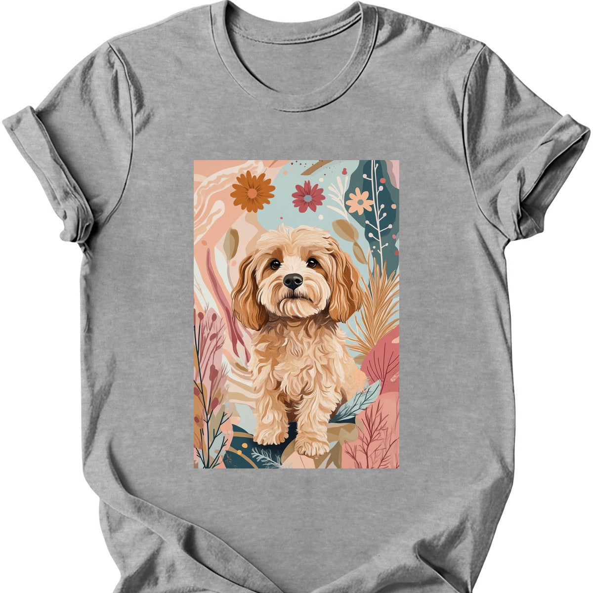 Cavapoo - Boho Dog T-Shirt - Sport Grey