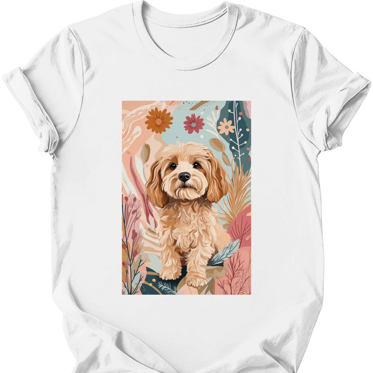 Cavapoo - Boho Dog T-Shirt - White