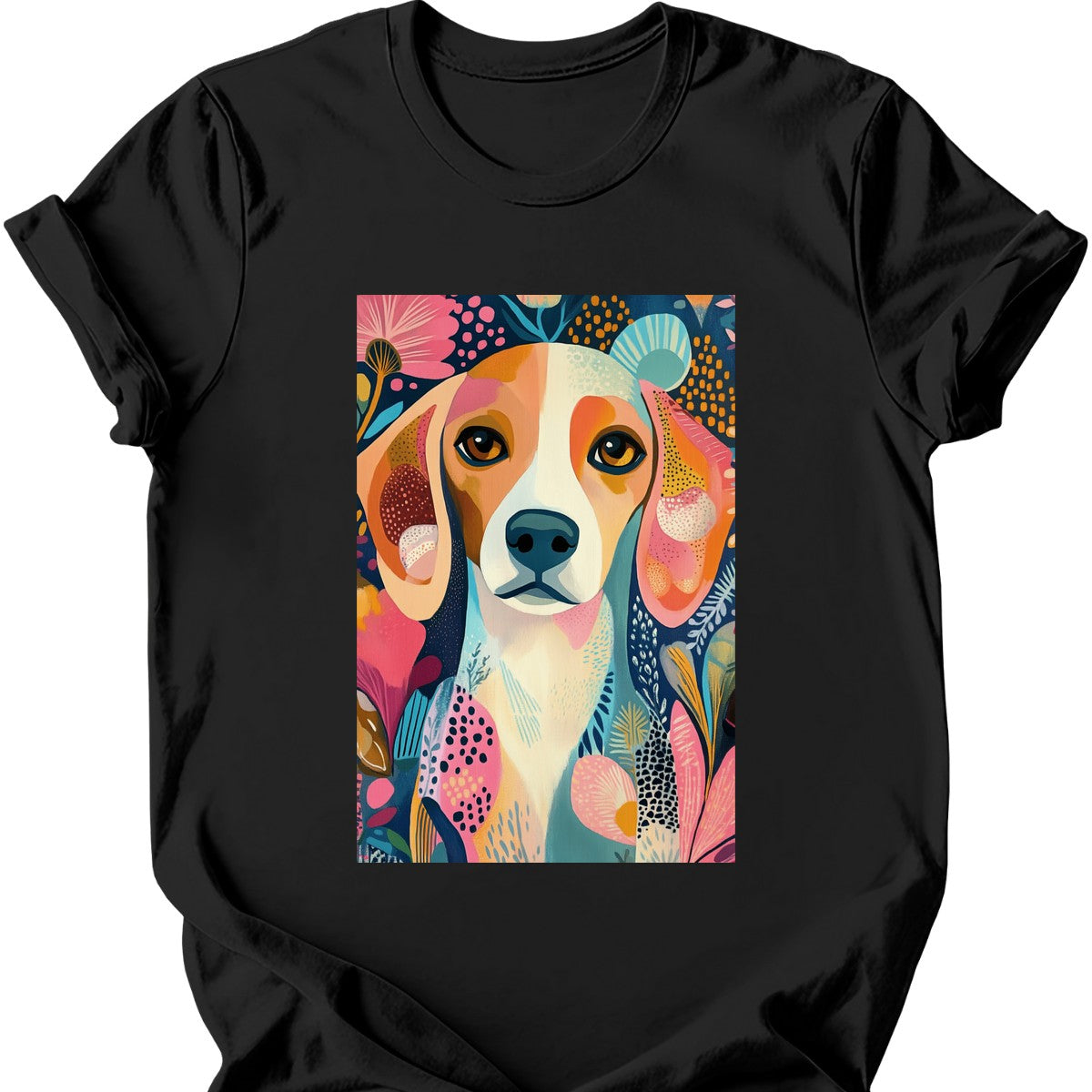 Beagle - Boho Dog T-Shirt - Black