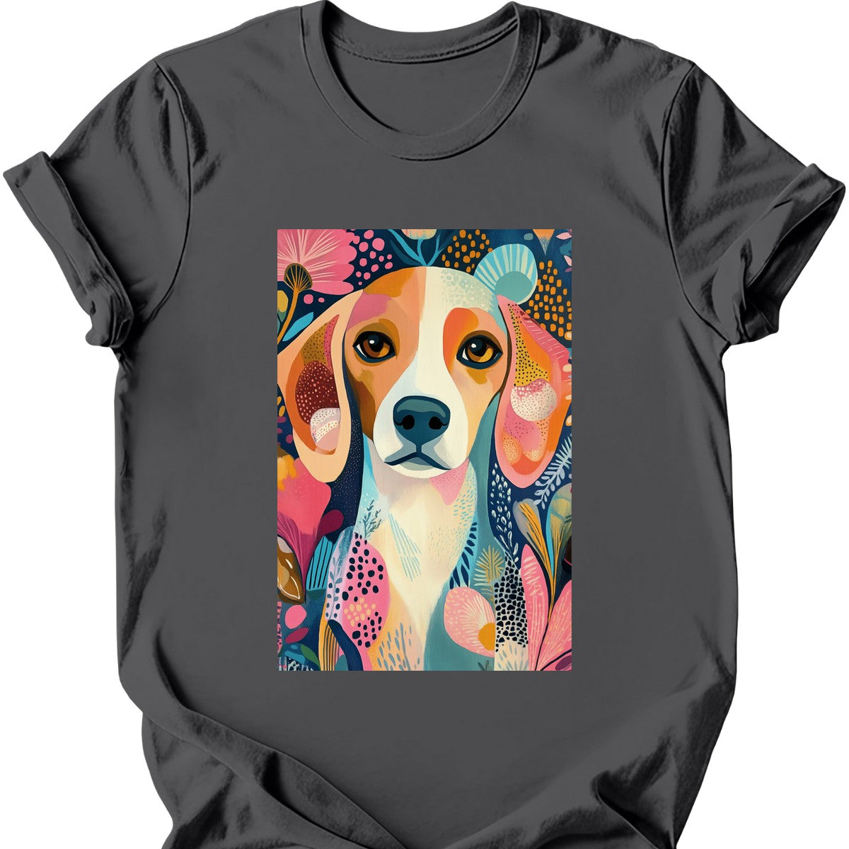 Beagle - Boho Dog T-Shirt - Charcoal