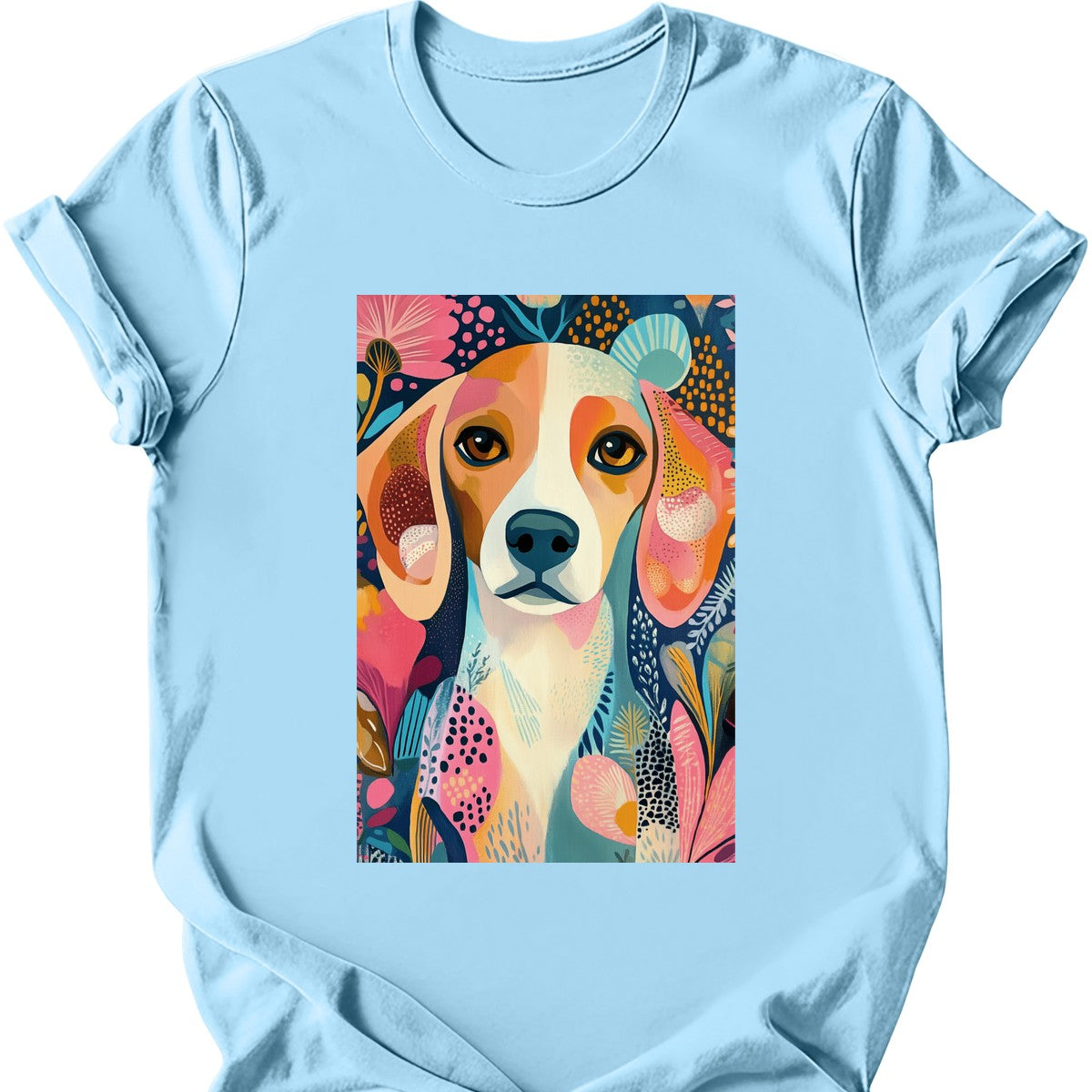 Beagle - Boho Dog T-Shirt - Light Blue