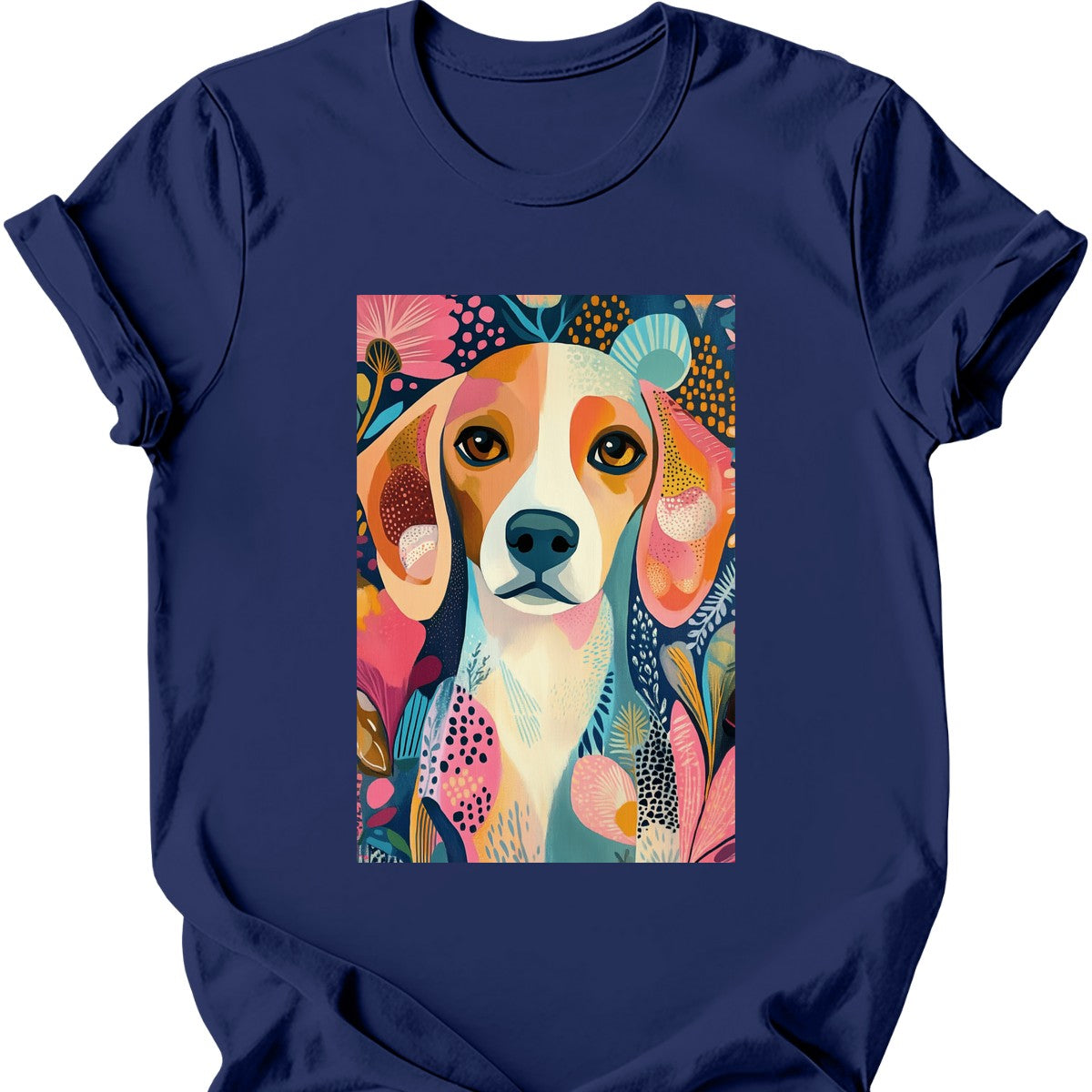 Beagle - Boho Dog T-Shirt - Navy