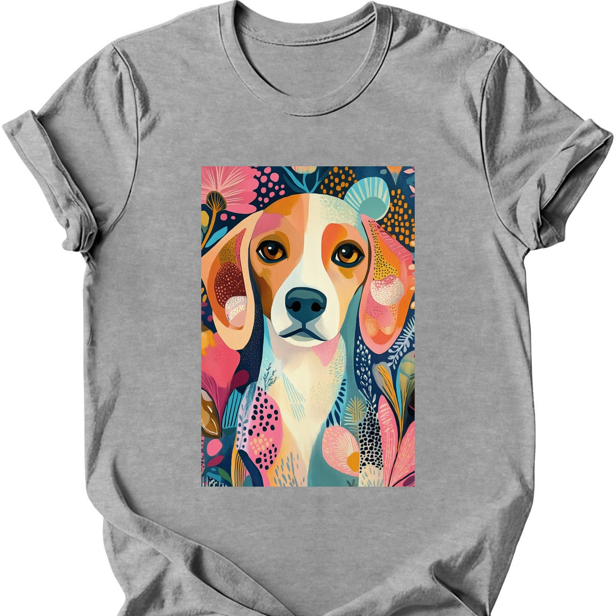Beagle - Boho Dog T-Shirt - Sport Grey