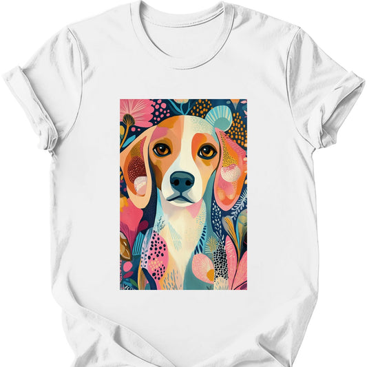 Beagle - Boho Dog T-Shirt - White