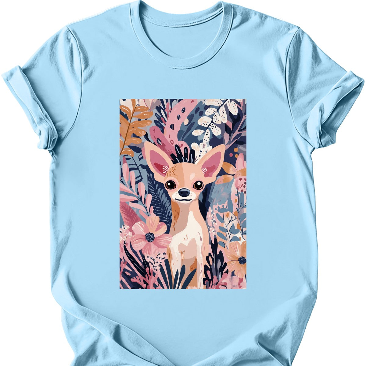 Chihuahua - Boho Dog T-Shirt - Light Blue