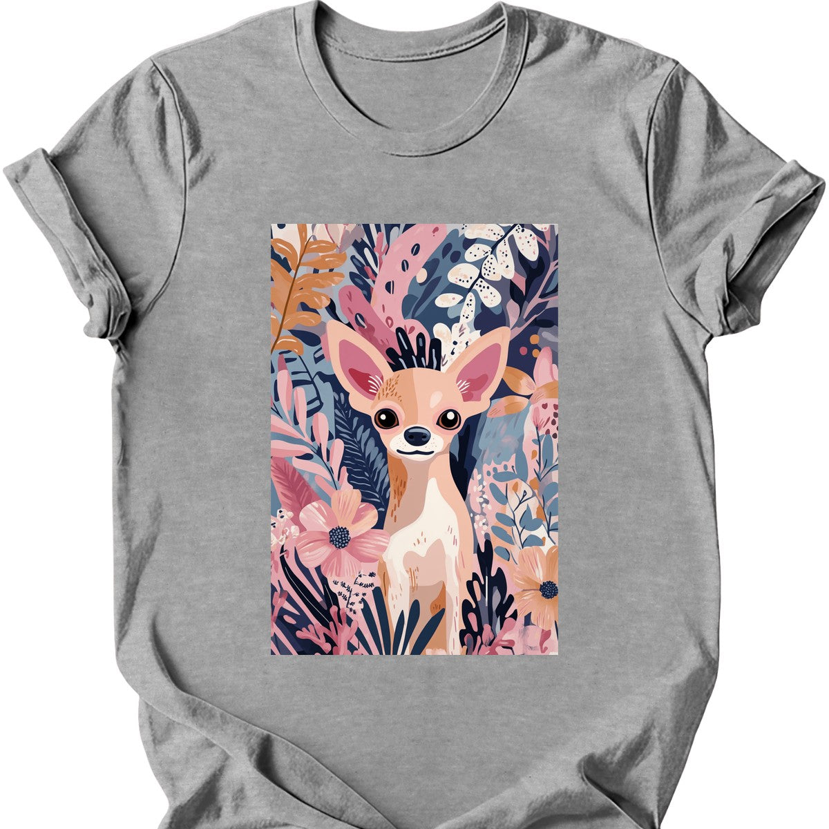 Chihuahua - Boho Dog T-Shirt - Sport Grey