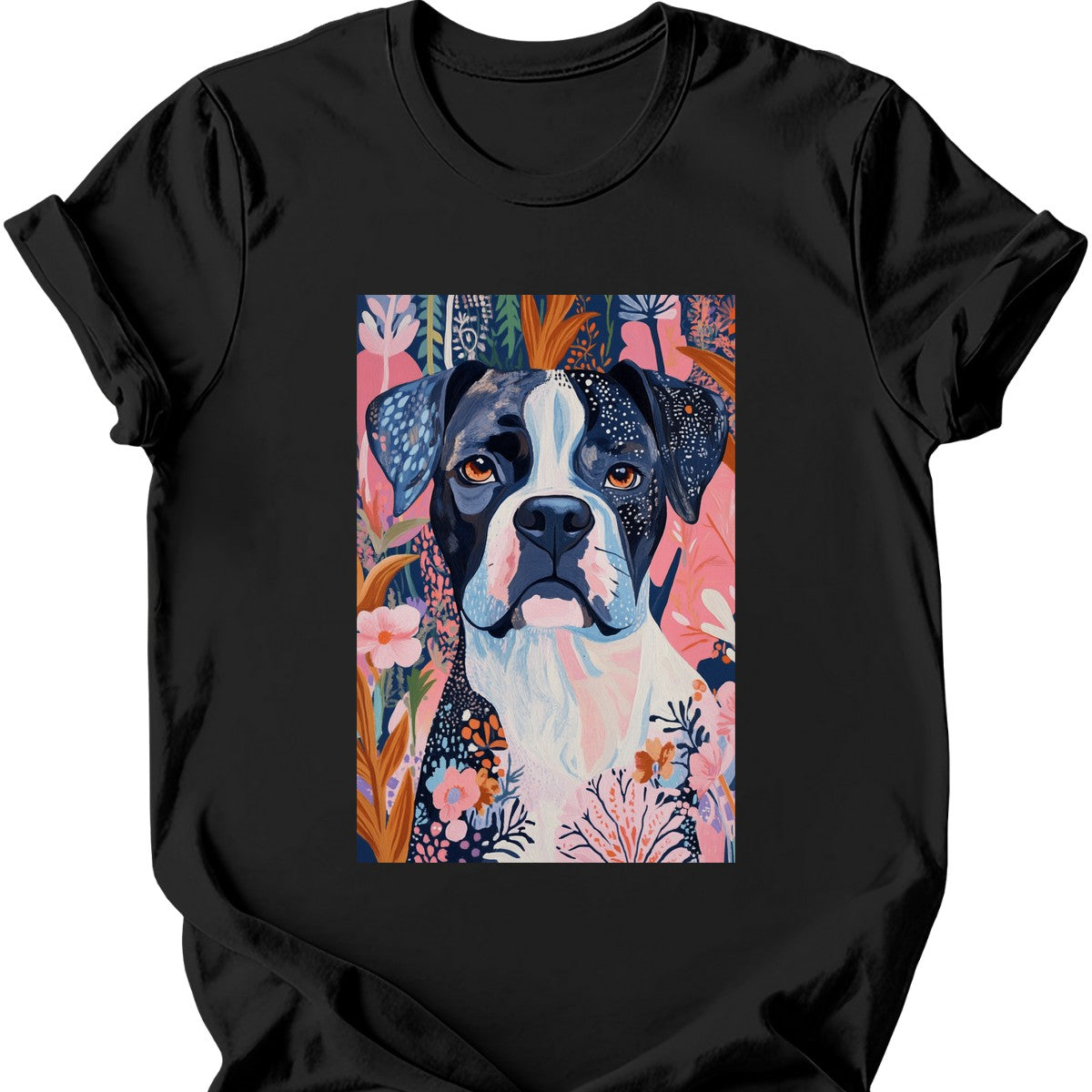 Boxer - Boho Dog T-Shirt - Black