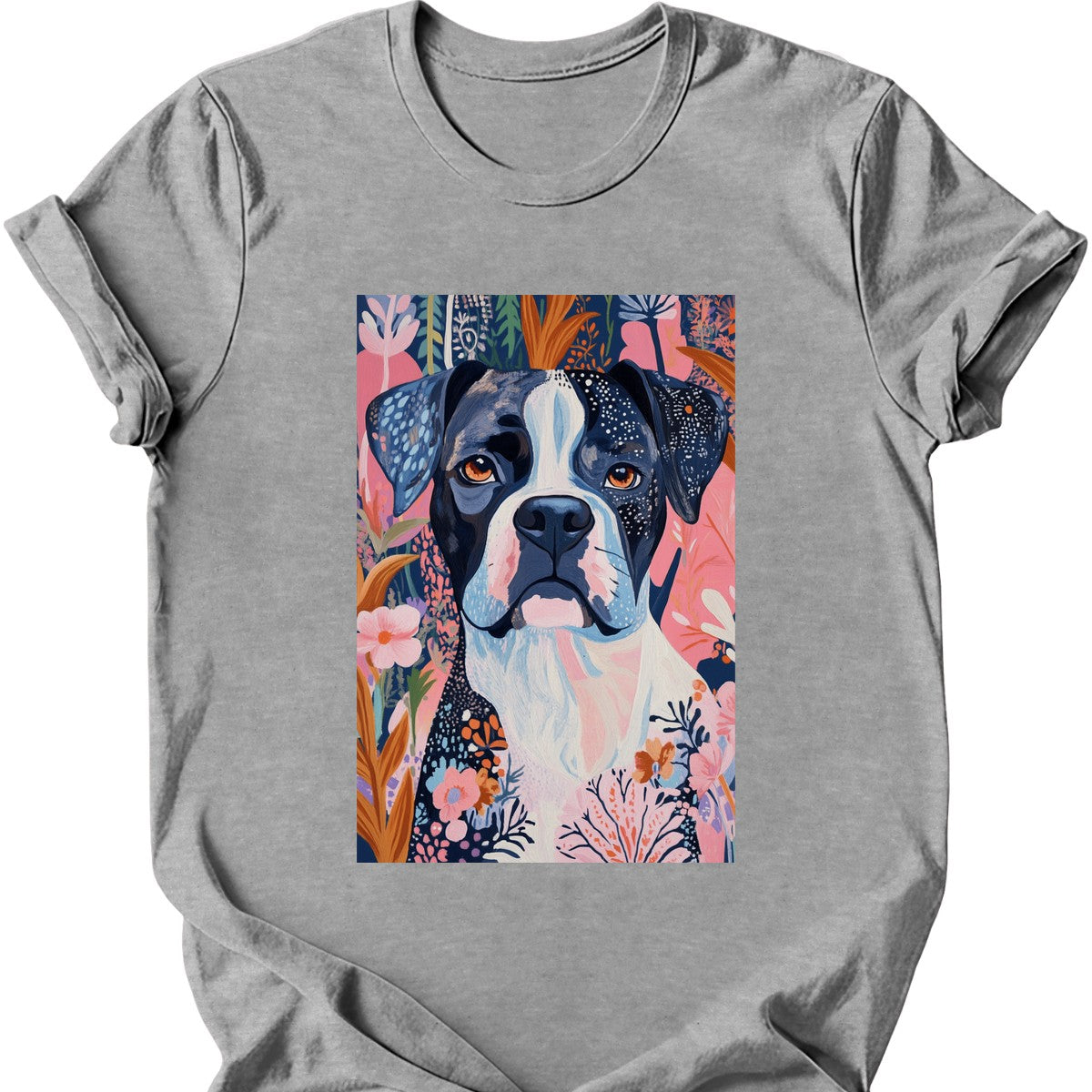 Boxer - Boho Dog T-Shirt - Sport Grey