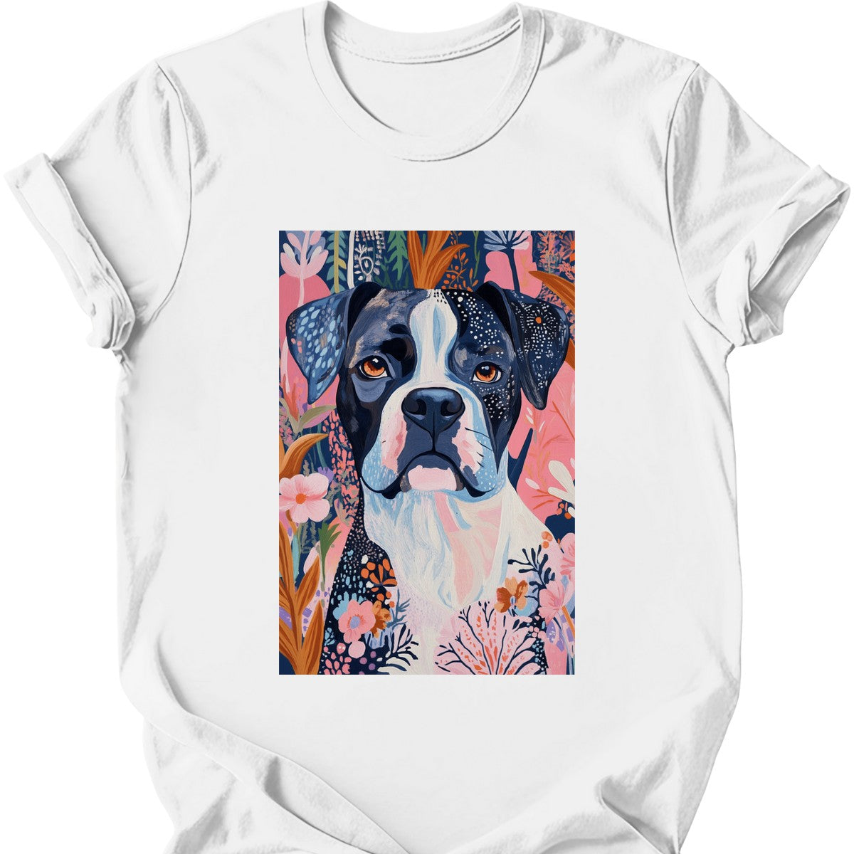 Boxer - Boho Dog T-Shirt - White