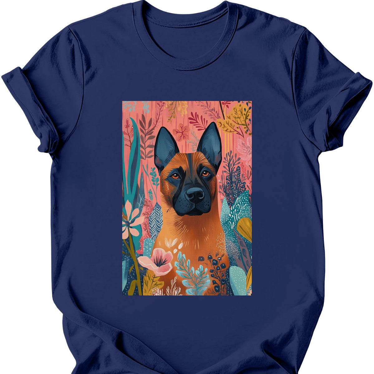 Beligian Malinois - Boho Dog T-Shirt - Navy