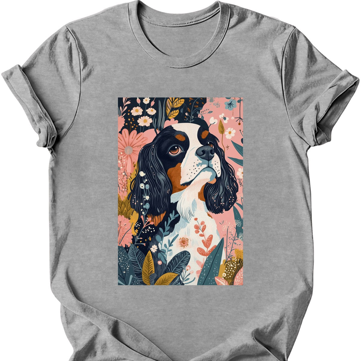Cavalier King Charles Spaniel - Boho Dog T-Shirt - Sport Grey