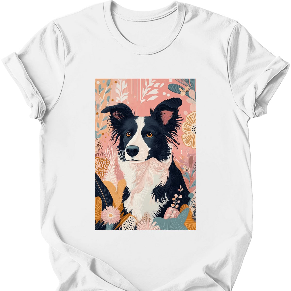 Border Collie - Boho Dog T-Shirt - White