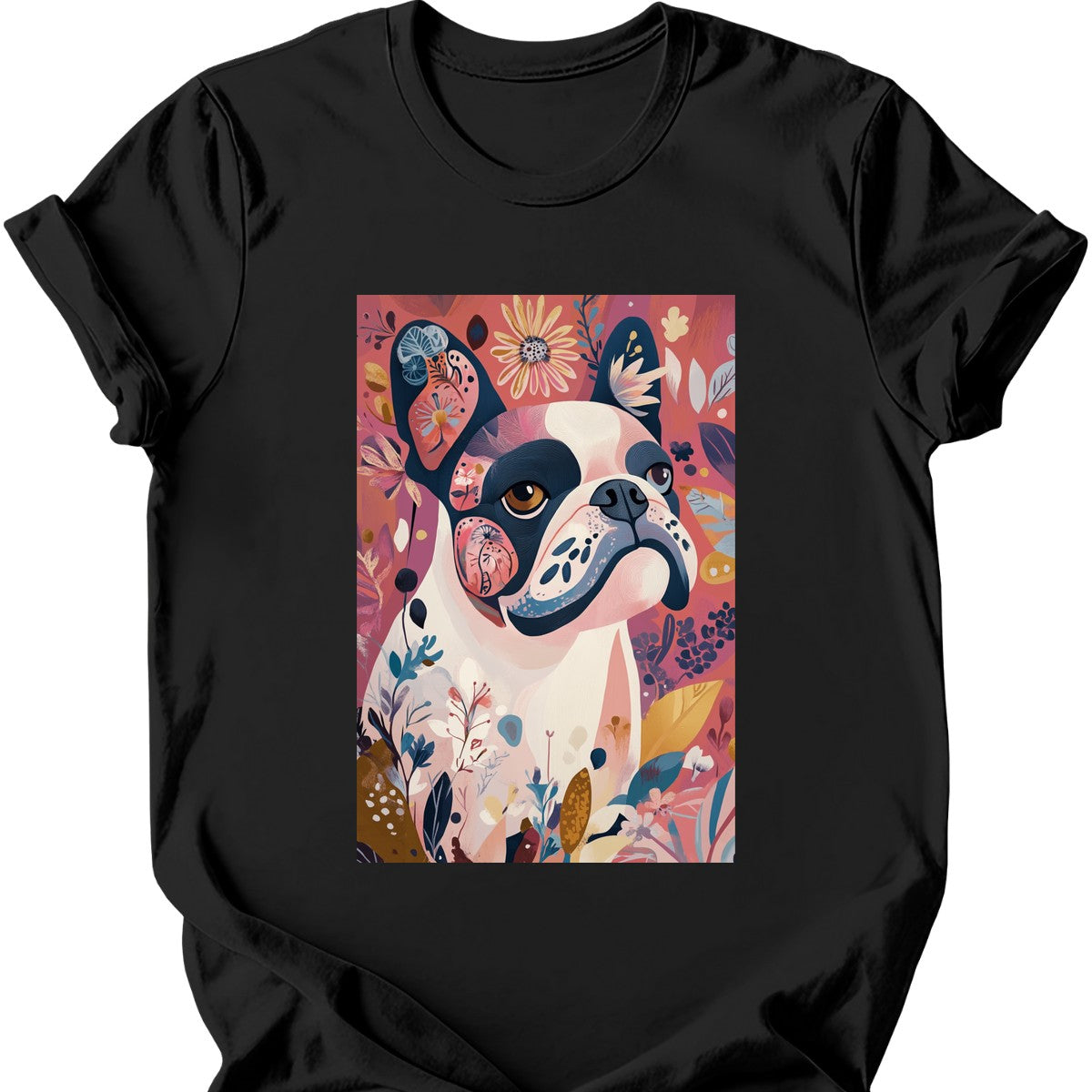 Bulldog - Boho Dog T-Shirt - Black