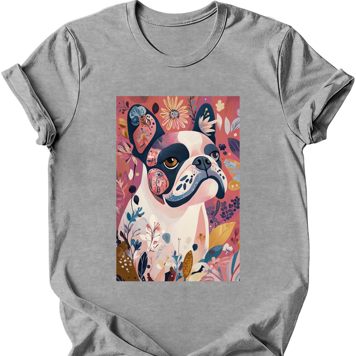 Bulldog - Boho Dog T-Shirt - Sport Grey