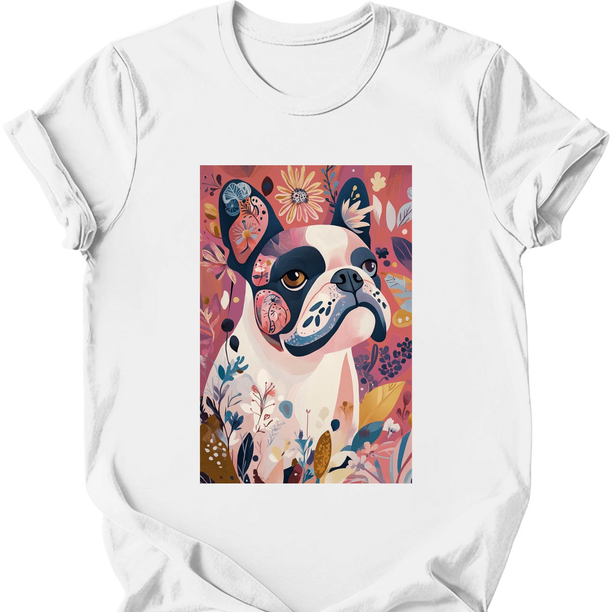 Bulldog - Boho Dog T-Shirt - White