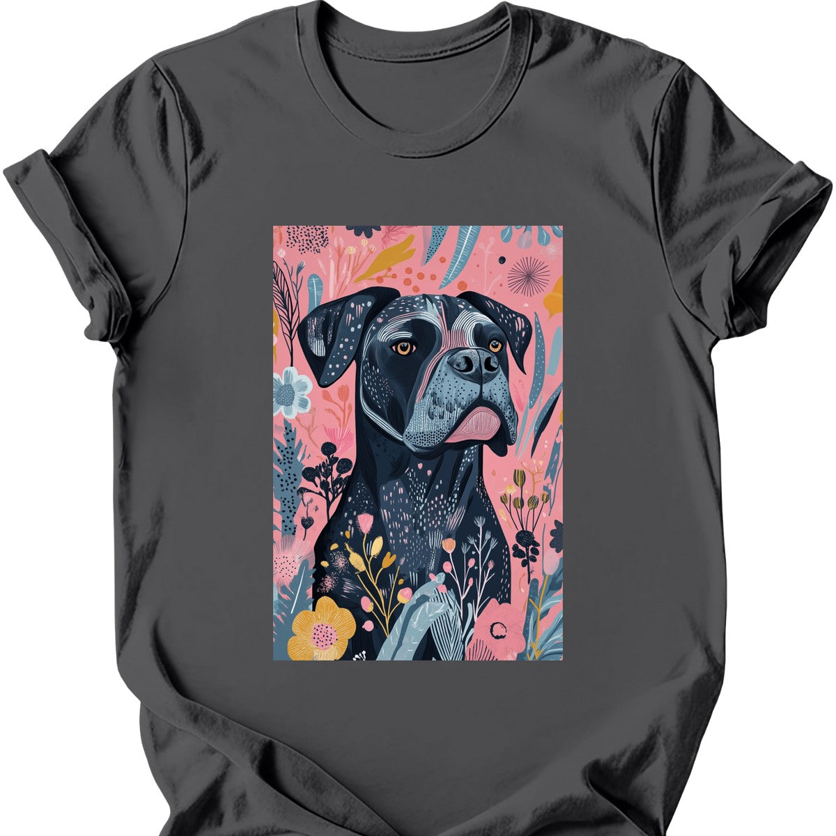 Cane Corso - Boho Dog T-Shirt - Charcoal