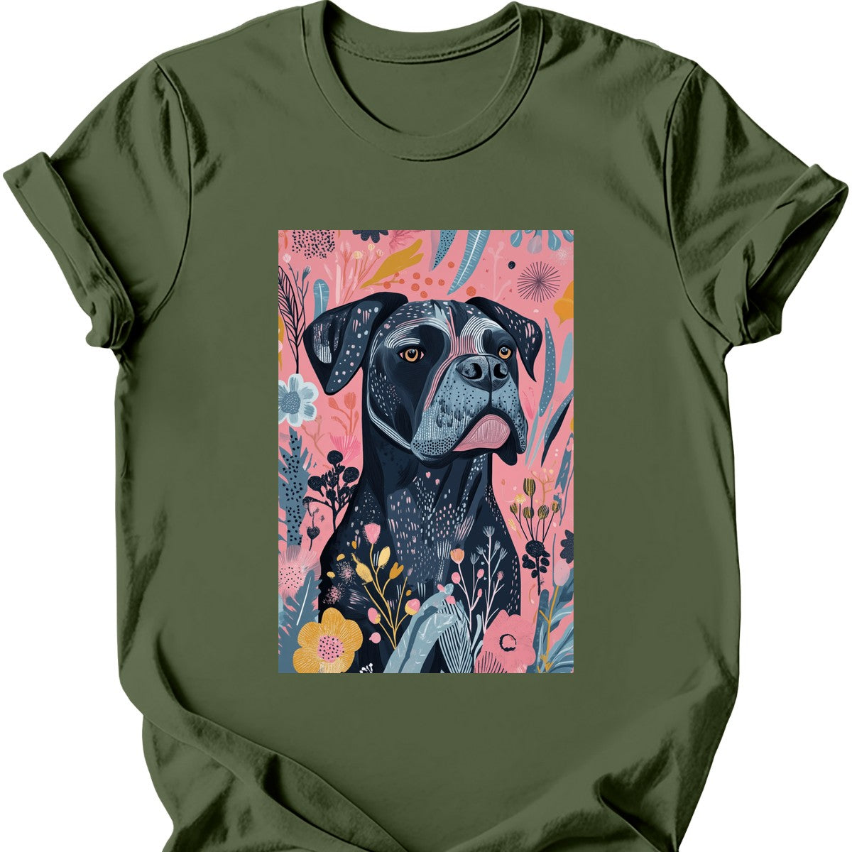 Cane Corso - Boho Dog T-Shirt - Military Green