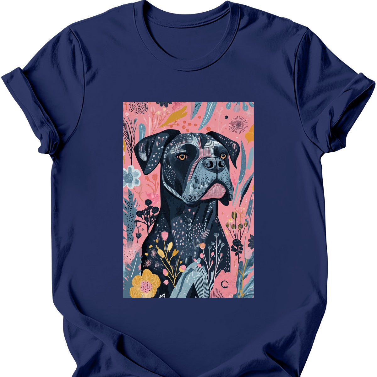 Cane Corso - Boho Dog T-Shirt - Navy