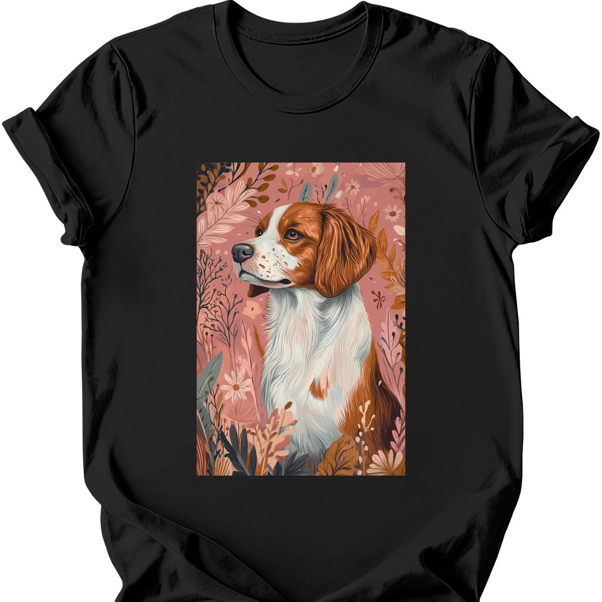 Brittany - Boho Dog T-Shirt - Black