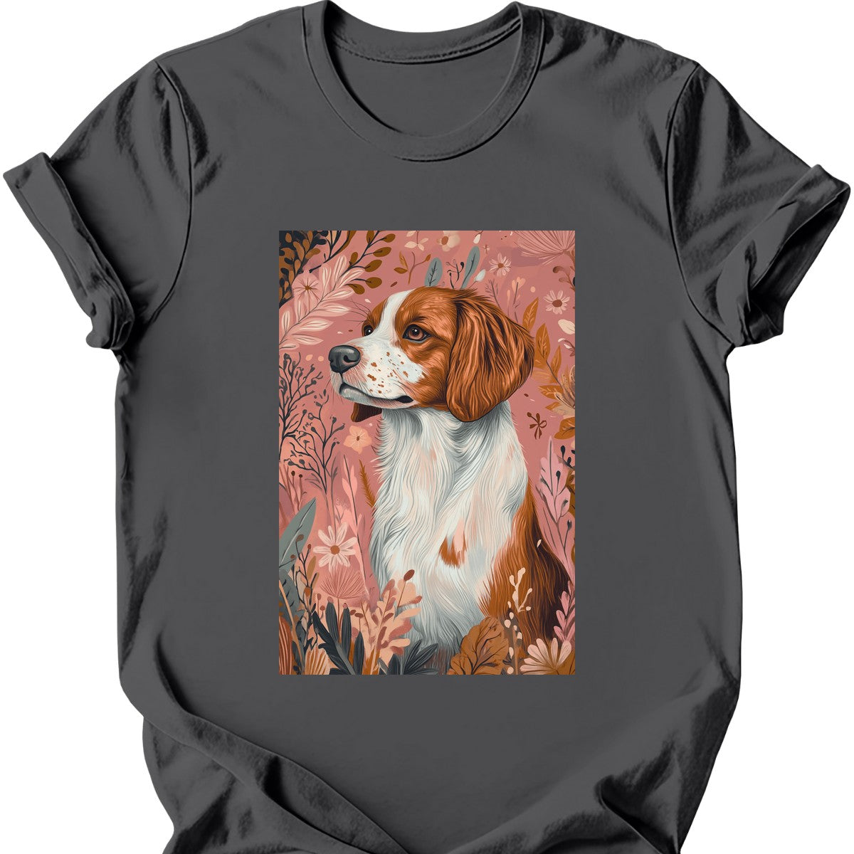 Brittany - Boho Dog T-Shirt - Charcoal