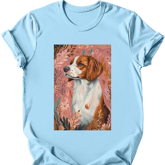 Brittany - Boho Dog T-Shirt - Light Blue