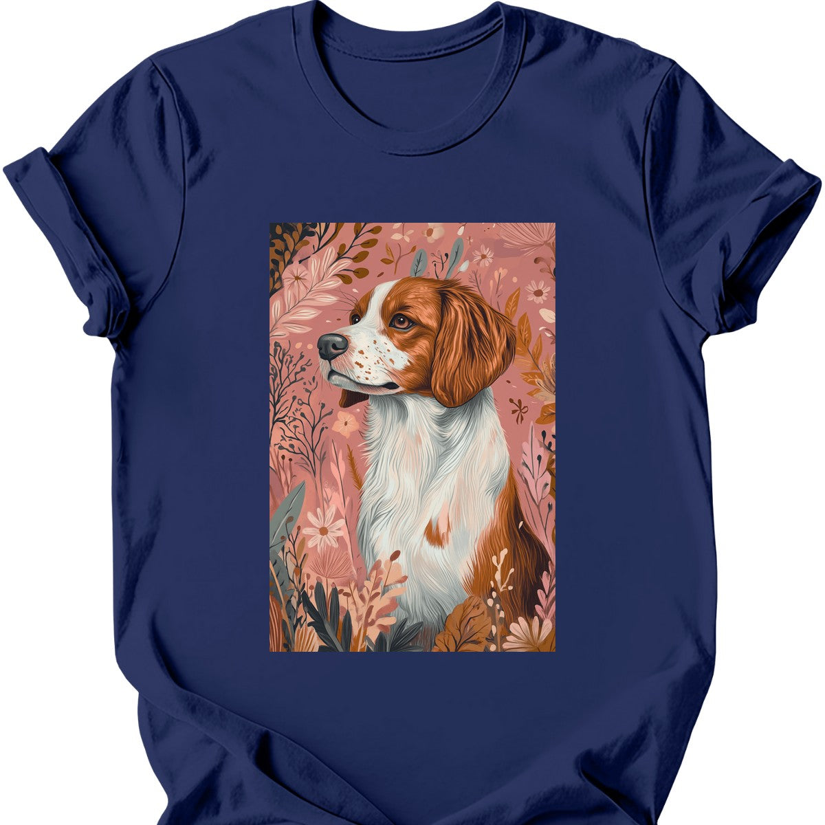 Brittany - Boho Dog T-Shirt - Navy