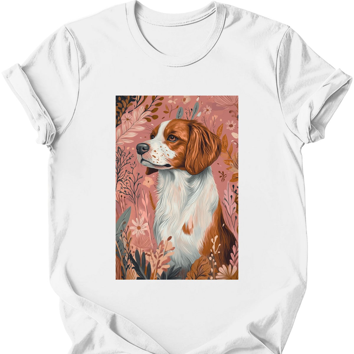 Brittany - Boho Dog T-Shirt - White
