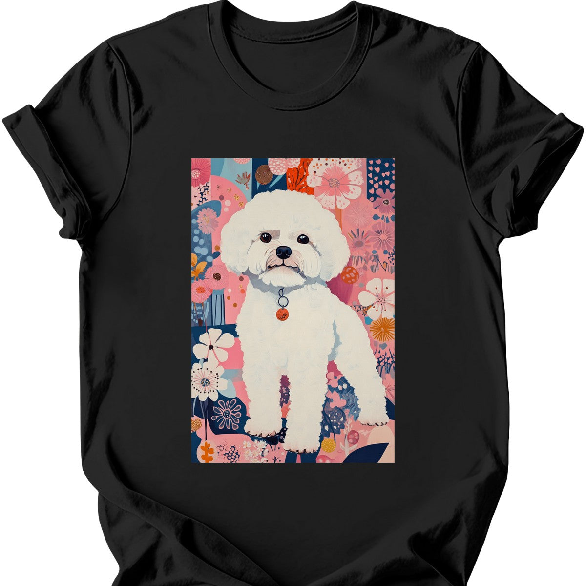 Bichon Frise - Boho Dog T-Shirt - Black