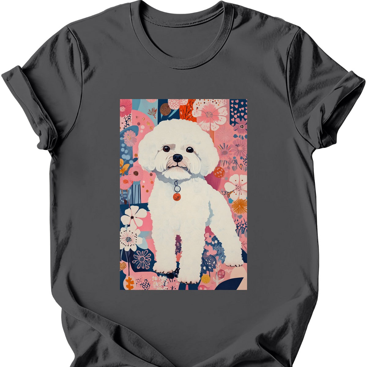 Bichon Frise - Boho Dog T-Shirt - Charcoal