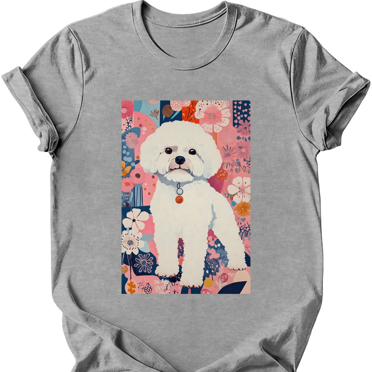 Bichon Frise - Boho Dog T-Shirt - Sport Grey