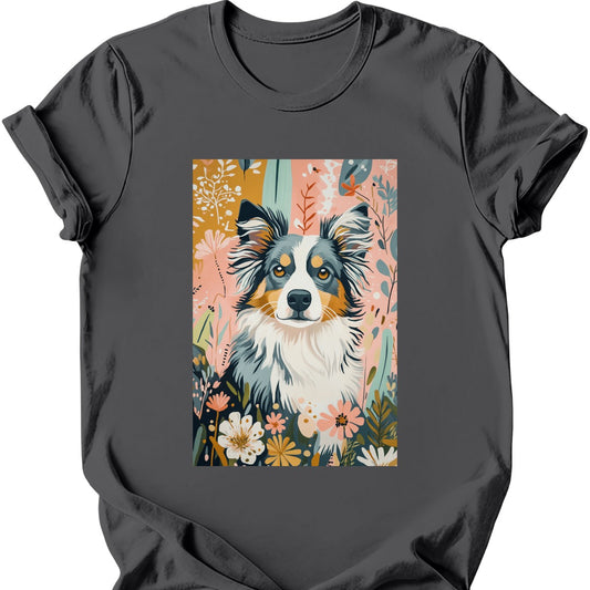 Australian Shepherd - Boho Dog T-Shirt - Charcoal