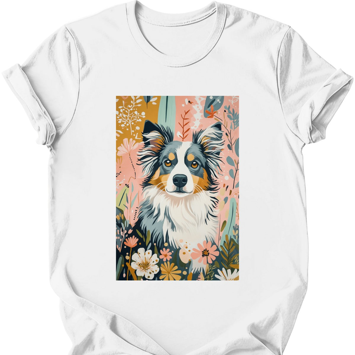 Australian Shepherd - Boho Dog T-Shirt - White