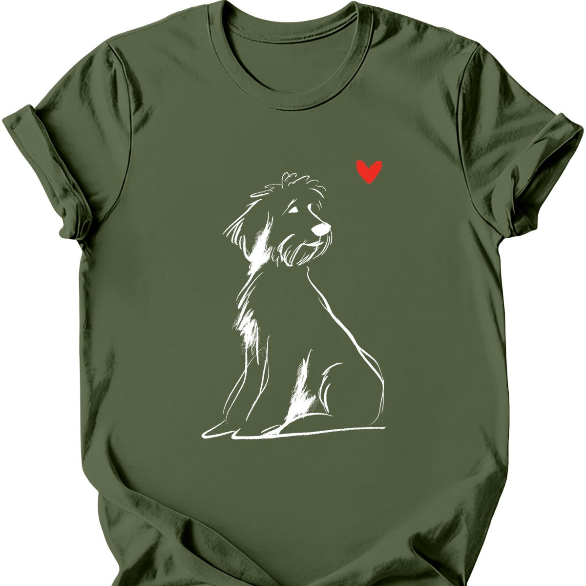 Portuguese Water Dog sketch tee military green