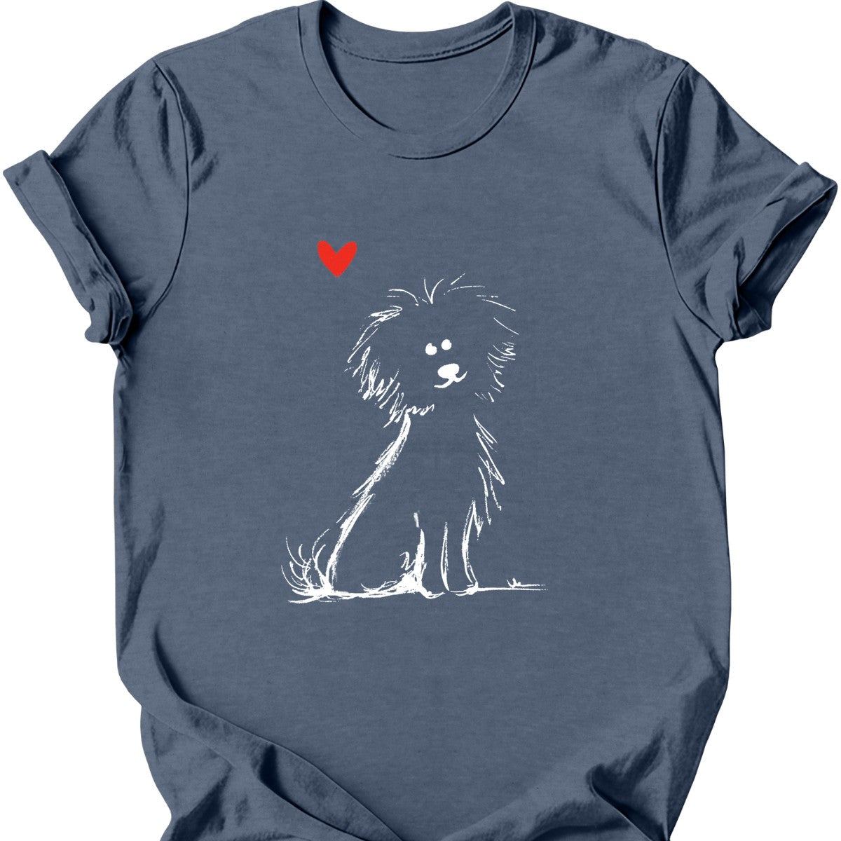 Bichon Frise sketch tee heather indigo