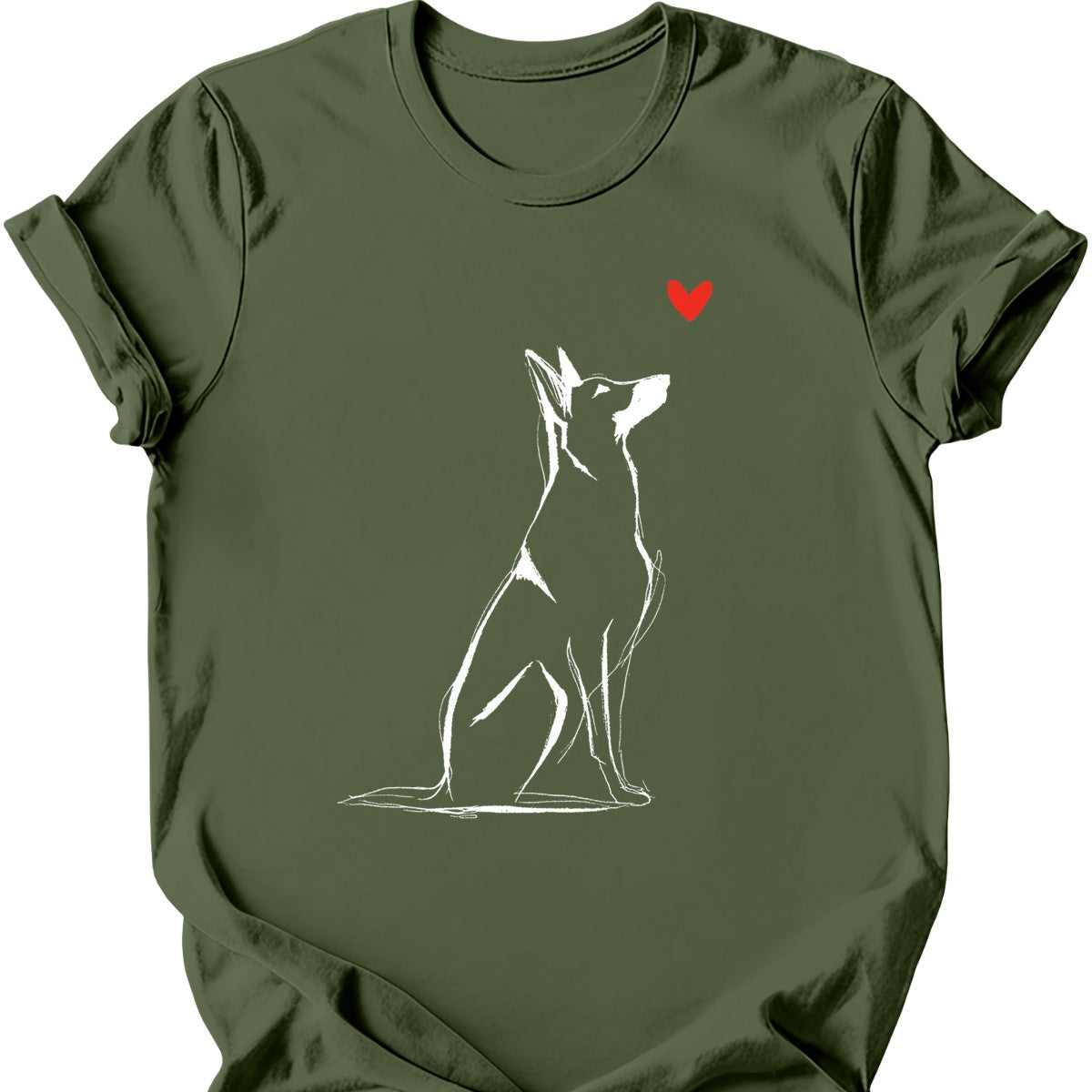 Beligian Malinois sketch tee military green
