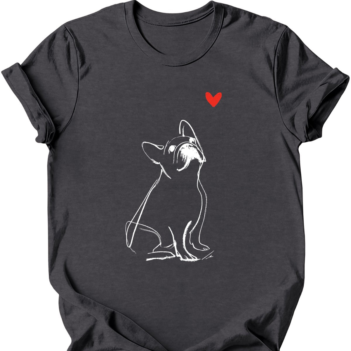 French Bulldog sketch tee dark heather