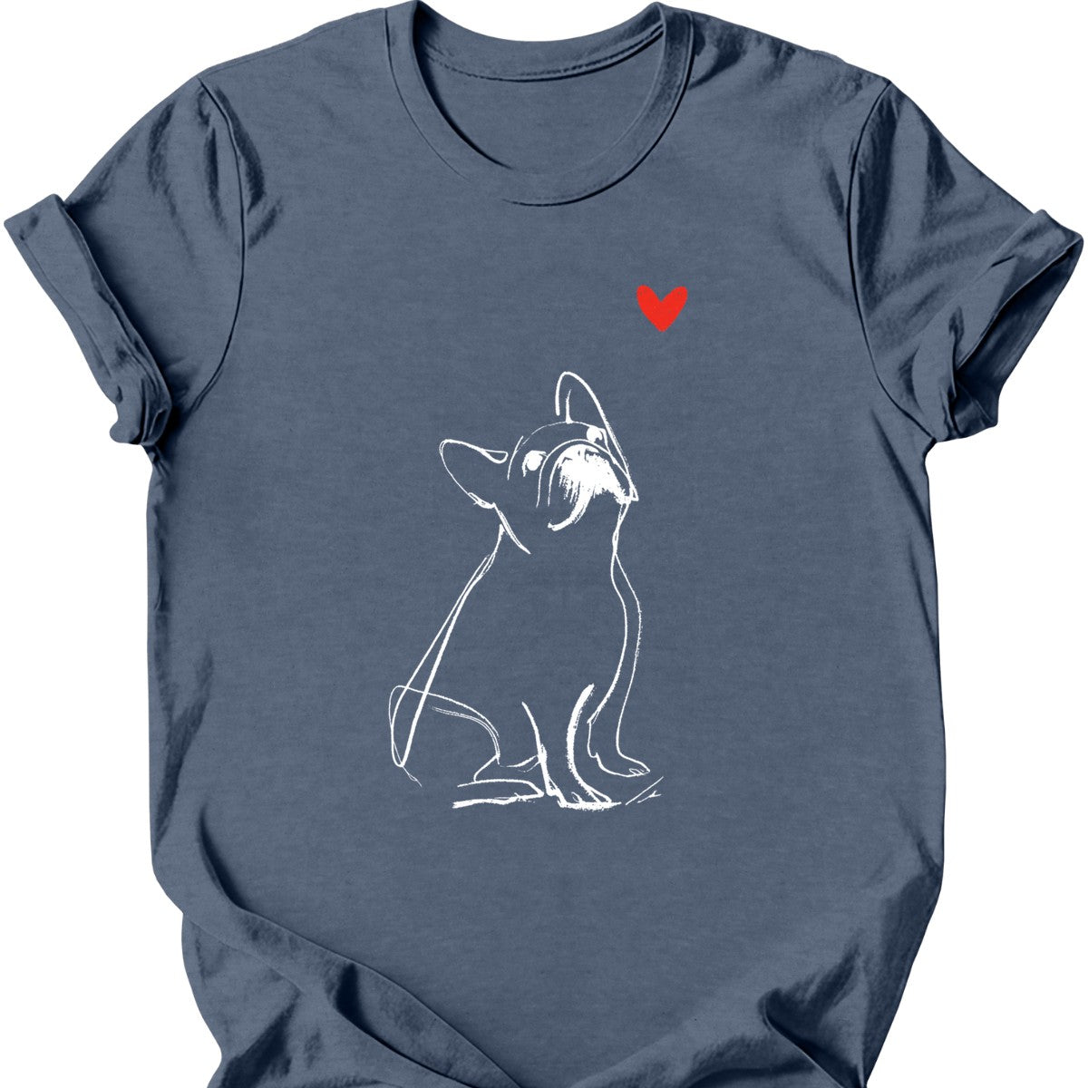 French Bulldog sketch tee heather indigo