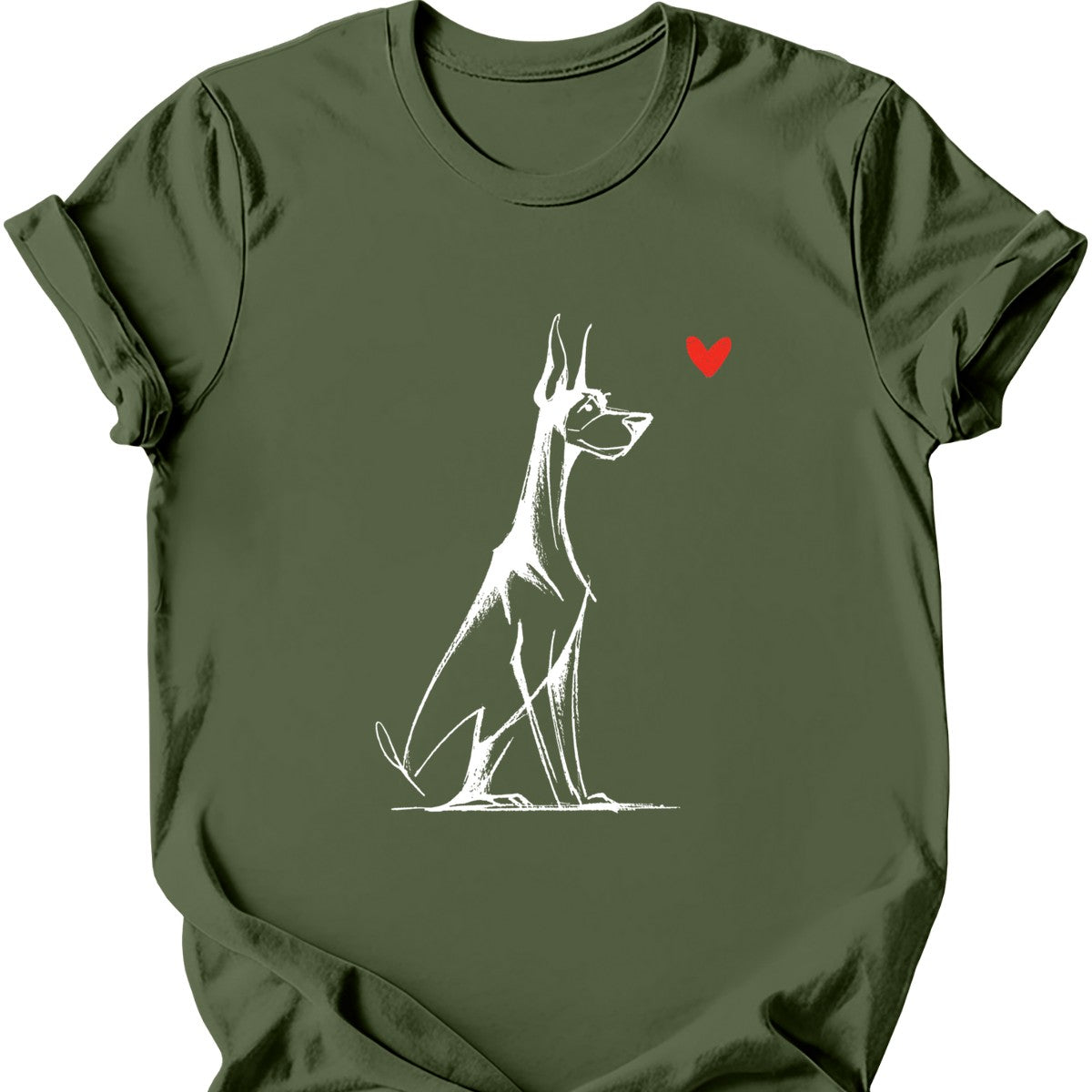 Doberman sketch tee military green