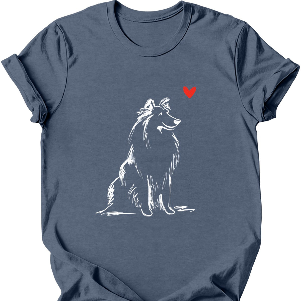 Shetland Sheepdog sketch tee heather indigo