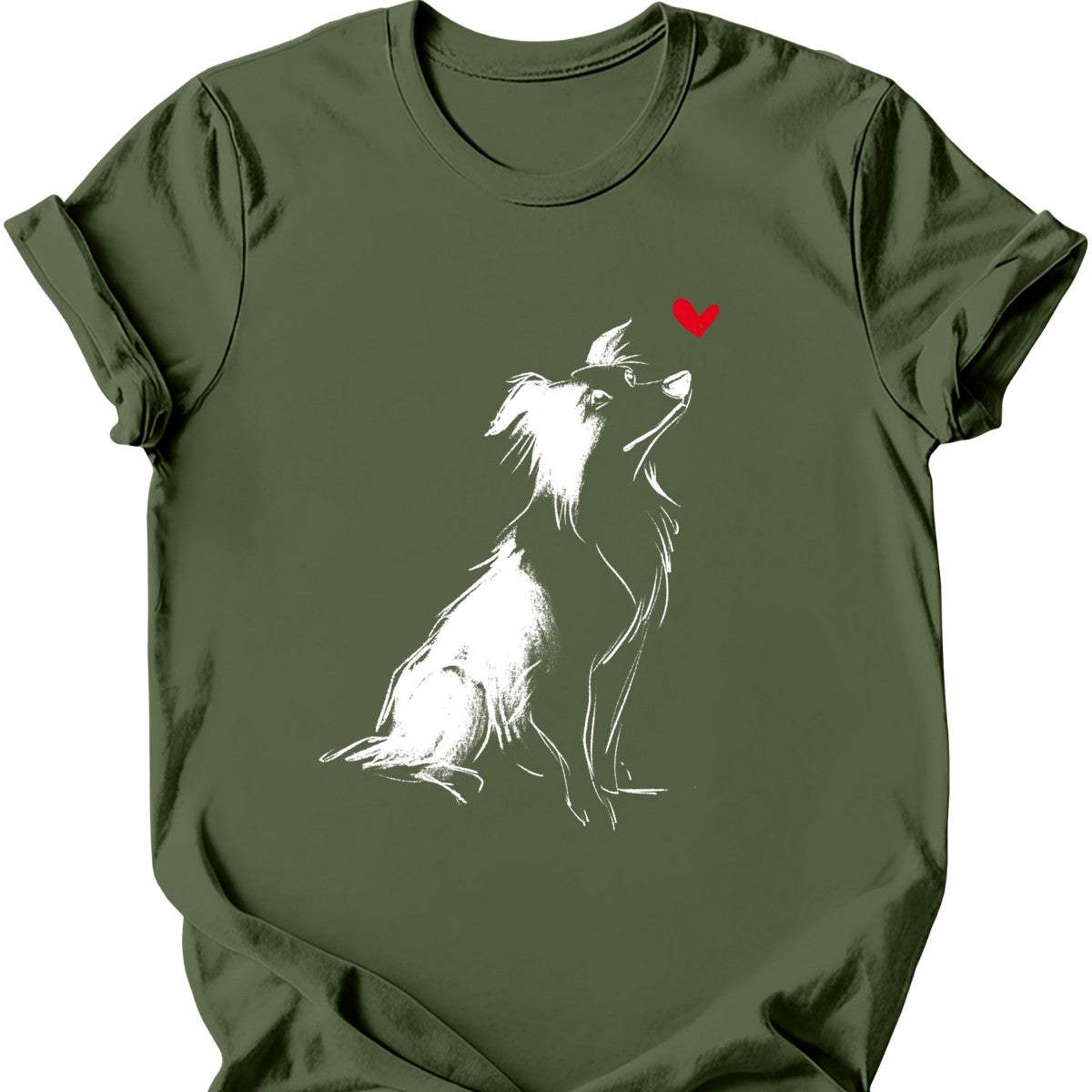 Border Collie sketch tee military green