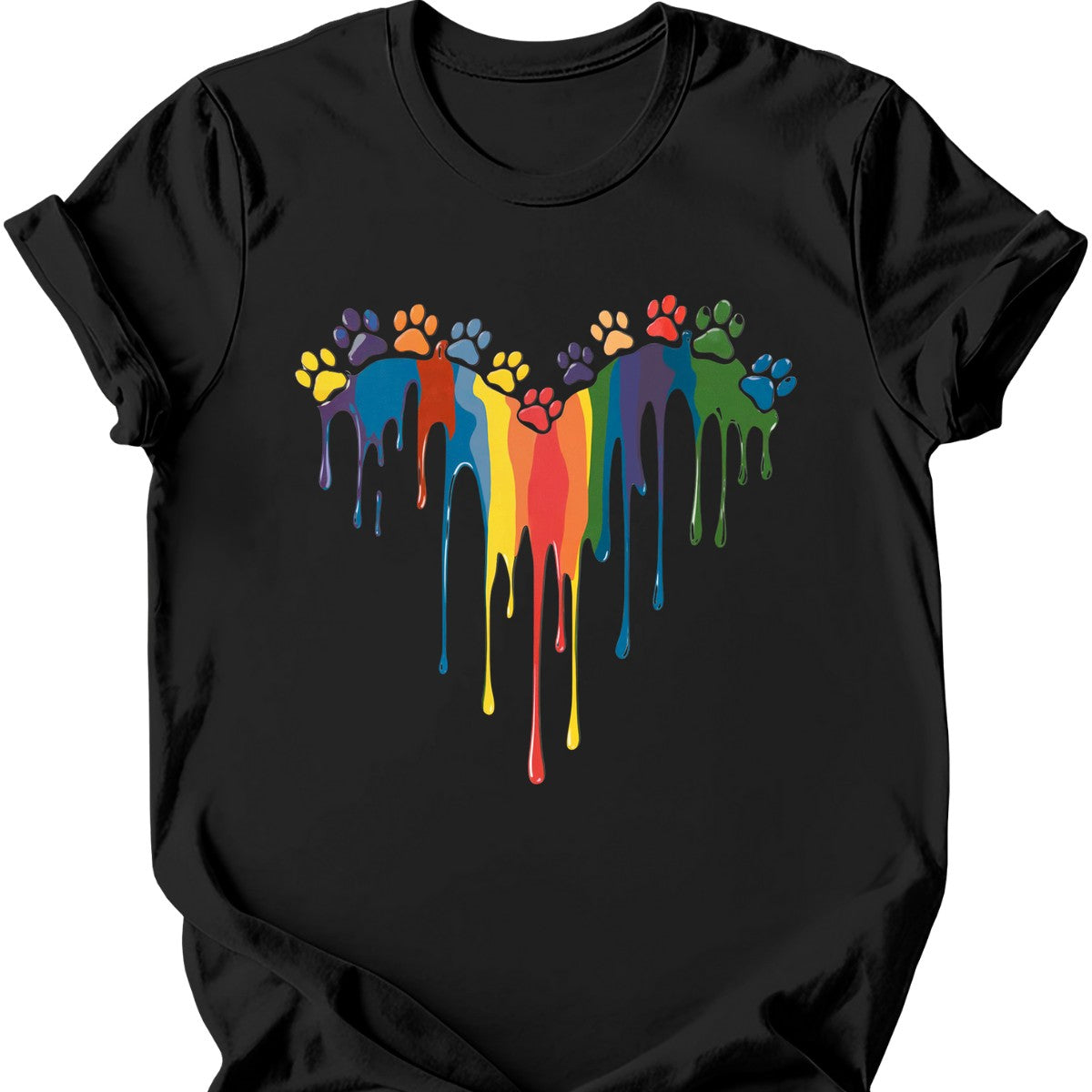 Paint Drip Paw Heart T-Shirt