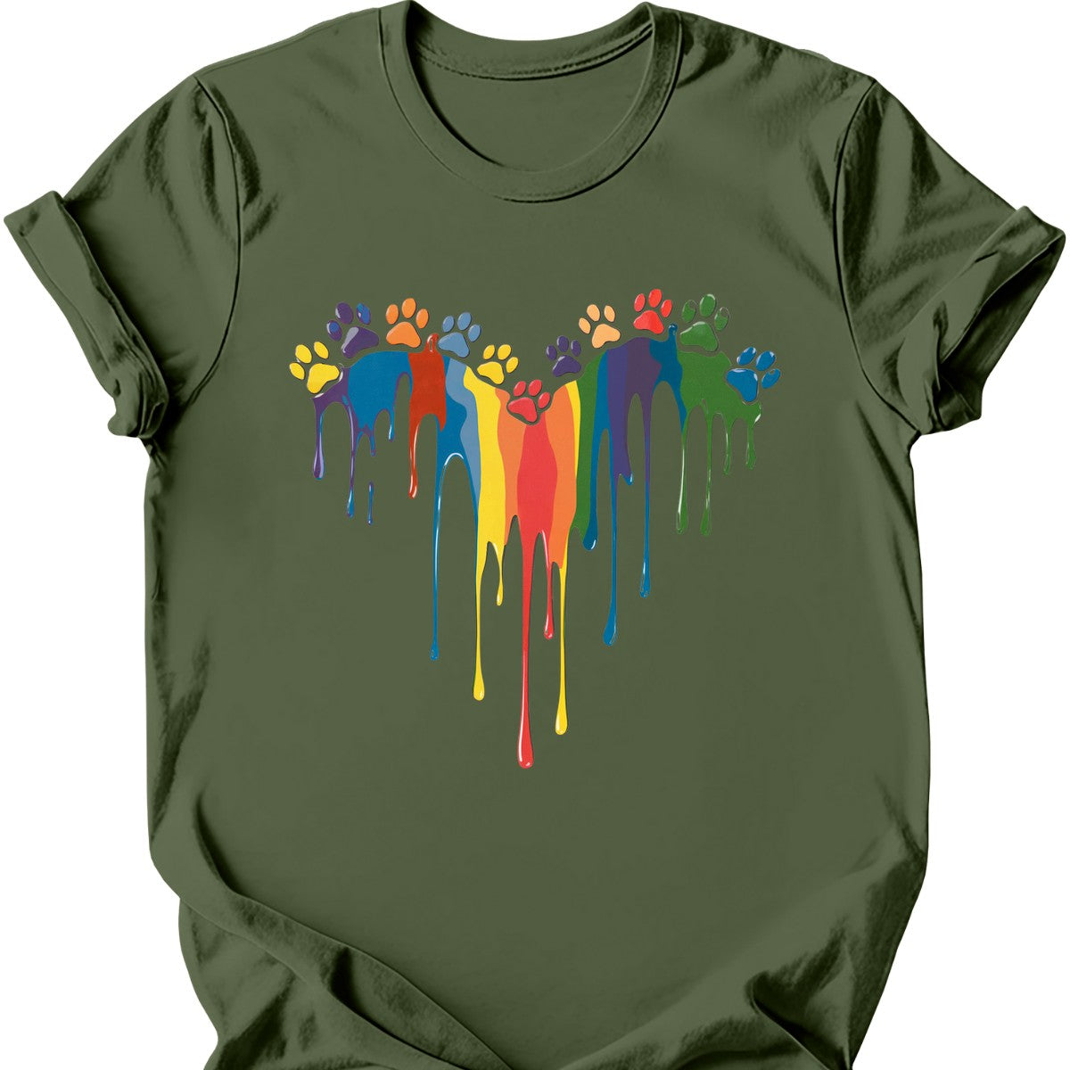 Paint Drip Paw Heart T-Shirt