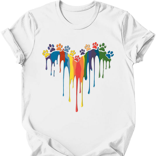 Paint Drip Paw Heart T-Shirt