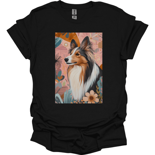 Shetland Sheepdog - Boho Dog T-Shirt - Black