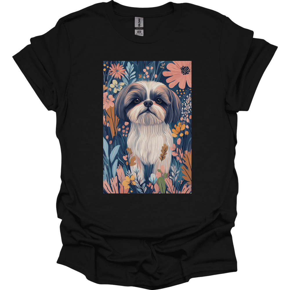 Shih Tzu - Boho Dog T-Shirt - Black