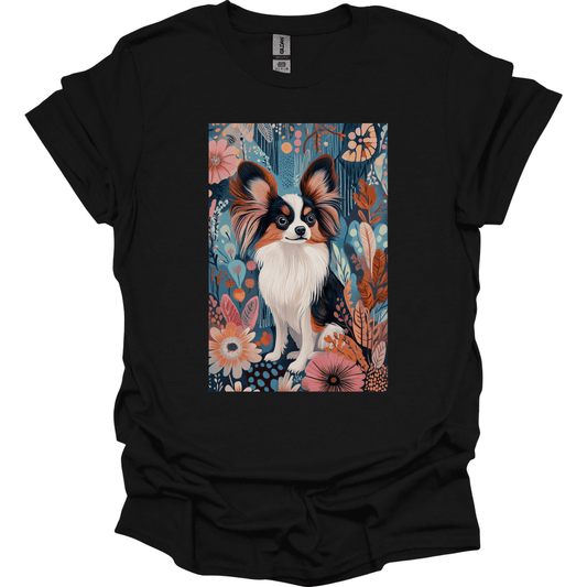 Papillon - Boho Dog T-Shirt - Black