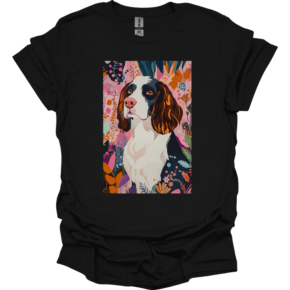 English Springer Spaniel - Boho Dog T-Shirt - Black