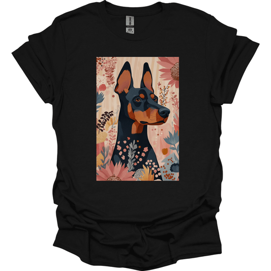 Doberman - Boho Dog T-Shirt - Black